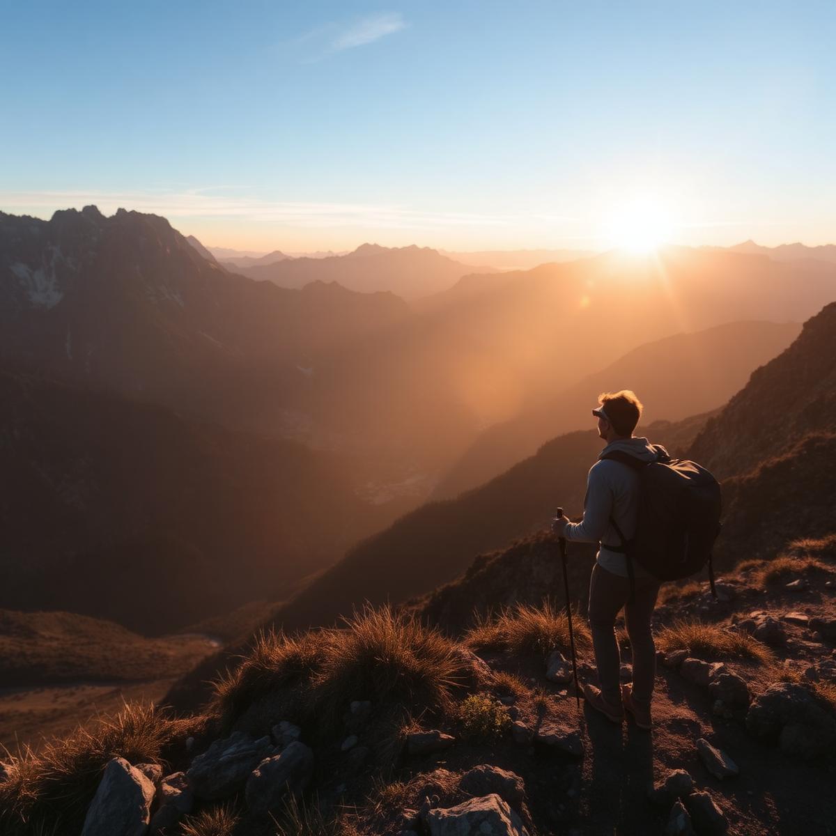 Adventurer on ridge